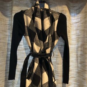 Black and white gingham sweater jacket